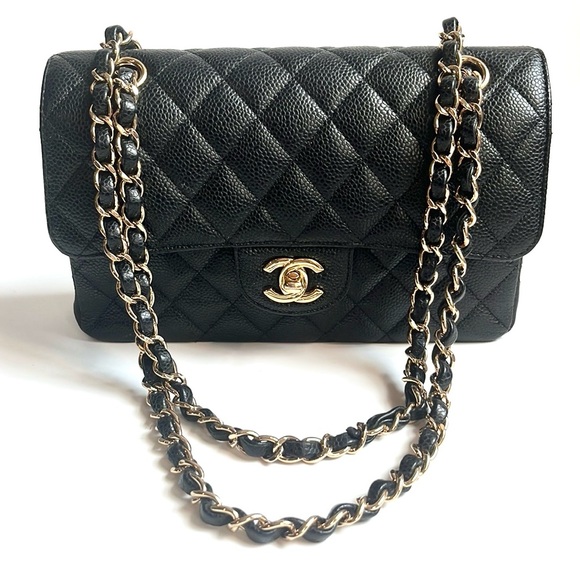 Chanel Small Classic Black Grained Calfskin & Gold-Tone Metal Handbag - Picture 2 of 16